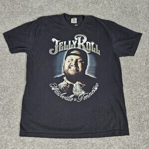 Jelly Roll Shirt Adult XL Black T-Shirt Beautifully Broken Tour 2024 Nashville